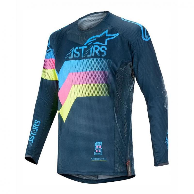 Maillot cross Alpinestars Techstar Venom navy/aqua/rose fluo- L