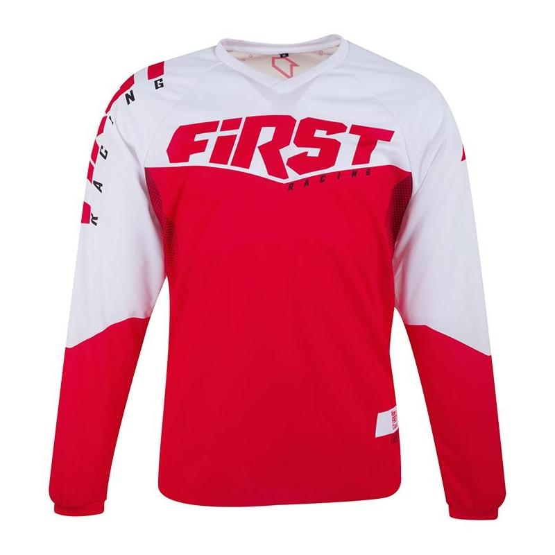Maillot cross First Racing Scan Race blanc/rouge- M