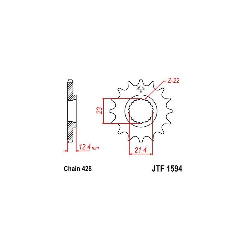 Pignon JT Sprockets Acier pas 428 15 dents - Pour Yamaha XG 250 Tricke