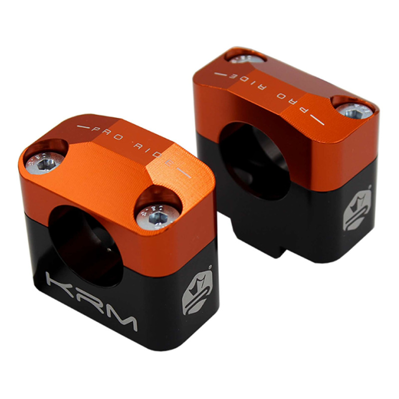 Pontets rehausse de guidon alu noir/orange KRM Pro ride pour guidon Ø28.6mm