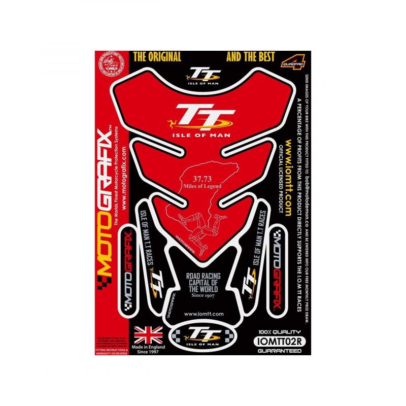 Protection de réservoir Motografix rouge Isle Of Man 4 pièces