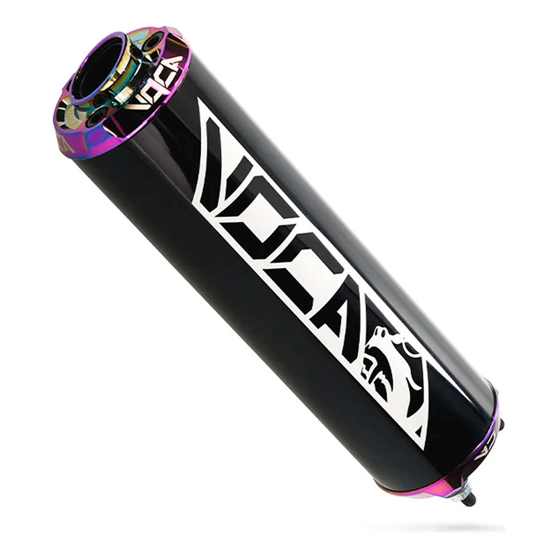 Silencieux Voca Racing alu noir embout de sortie anodisée néochrome moto 50 cc
