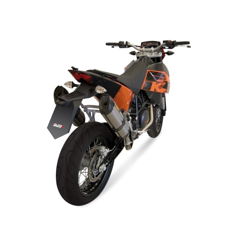 Silencieux double MIVV Suono inox / casquette carbone KTM 690 SM / SMC