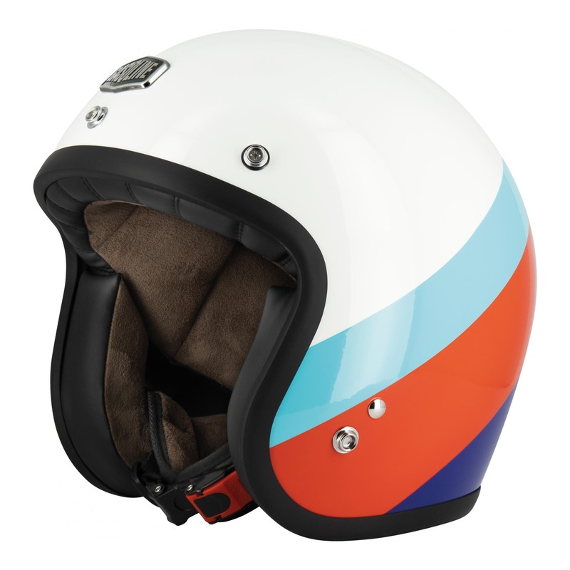 Casque jet Gasoline Café Racer S250 blanc/bleu/rouge brillant- XS