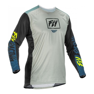 Maillot Fly Racing Lite gris/teal/jaune fluo
