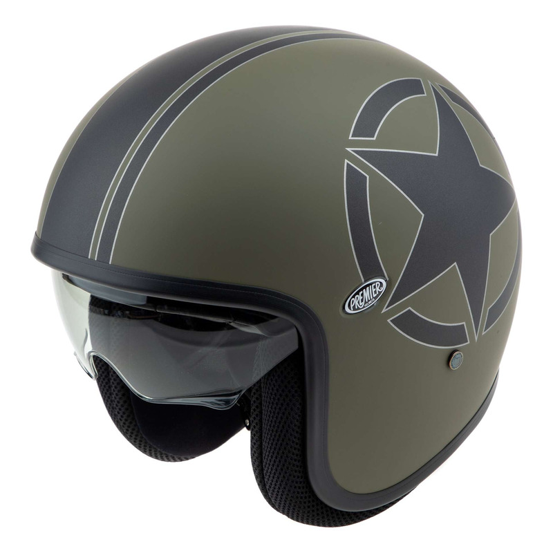 Casque jet Premier Vintage SG Military BM kaki/noir mat (ECE 22.06) -