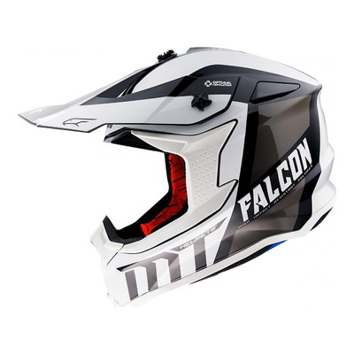 Casque cross MT Helmets Falcon Warrior blanc brillant