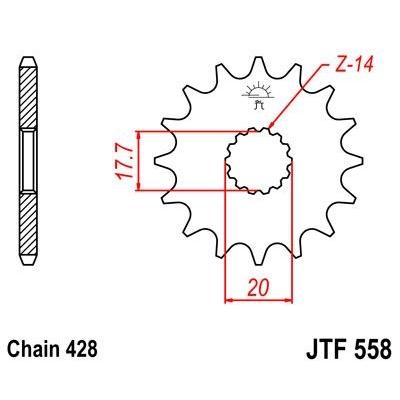 Pignon JT Sprockets Acier pas 428 13 dents - Pour Yamaha YZ 85 02-17
