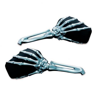 Rétroviseurs Kuryakyn skeleton Harley Davidson main de squelette coque noir/main chrome (paire)
