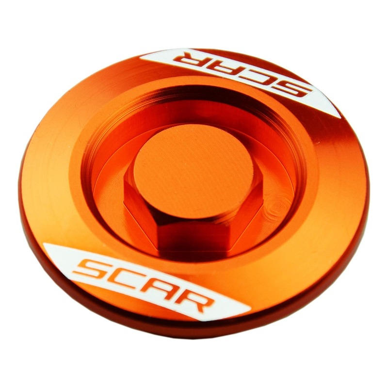 Bouchon de carter d’allumage Scar aluminium anodisé orange pour Honda KTM SX-F 250 06-16
