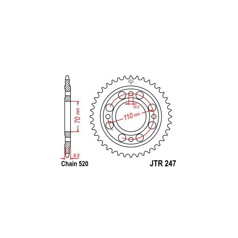 Couronne JT Sprockets Acier pas 520 41 dents - Pour Honda CM 250 Custo