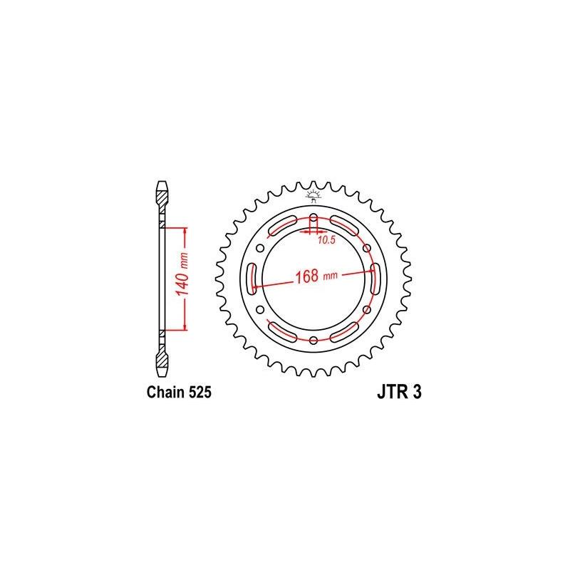 Couronne JT Sprockets Acier pas 525 47 dents - Pour BMW F 800 R 09-16 perçages 10.5 mm