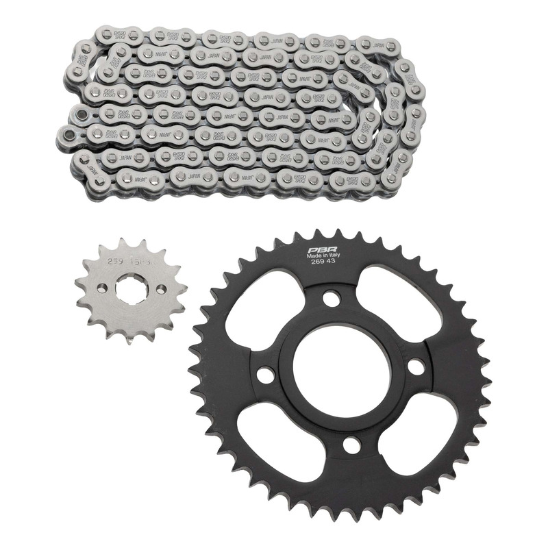 Kit chaîne EK/PBR 15x43-120m chaîne 428 DEH acier couronne acier Honda CM 125 C Custom 82-95