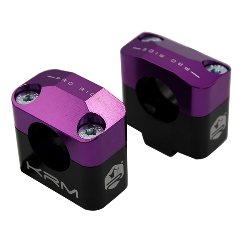 Pontets rehausse de guidon alu noir/violet KRM Pro ride pour guidon Ø28.6mm
