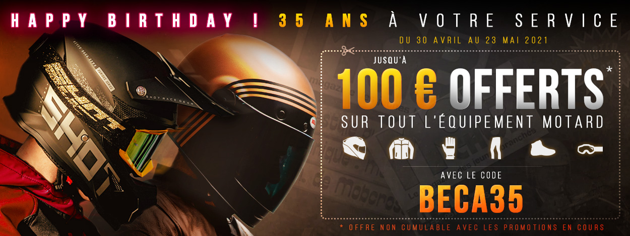 100 euros offerts sur l'équipement motard